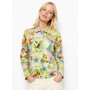 Kenzo Jeans Floral Jacket Womens EU 42 M Pastel Botanical Y2K Designer Vintage